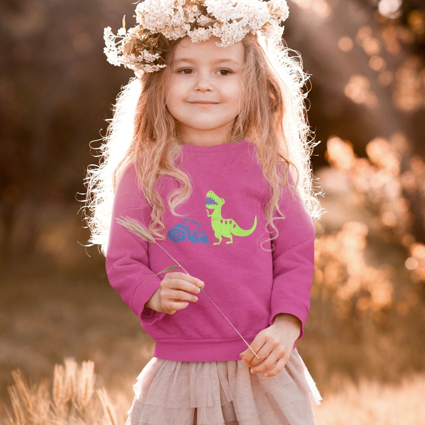 Birthday Tractor eating dinosaur sweatshirt