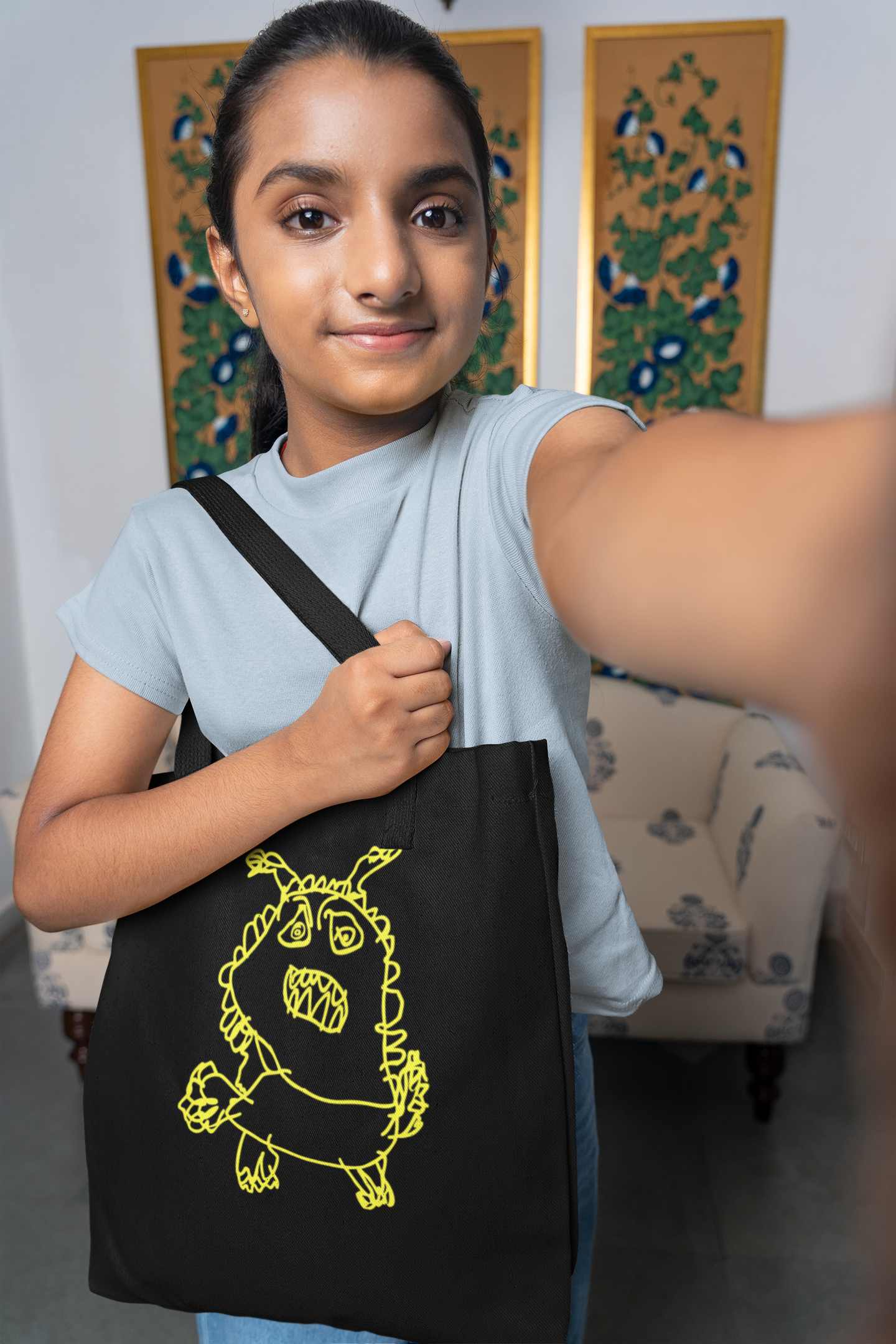 Personalised tote bag with child's drawing