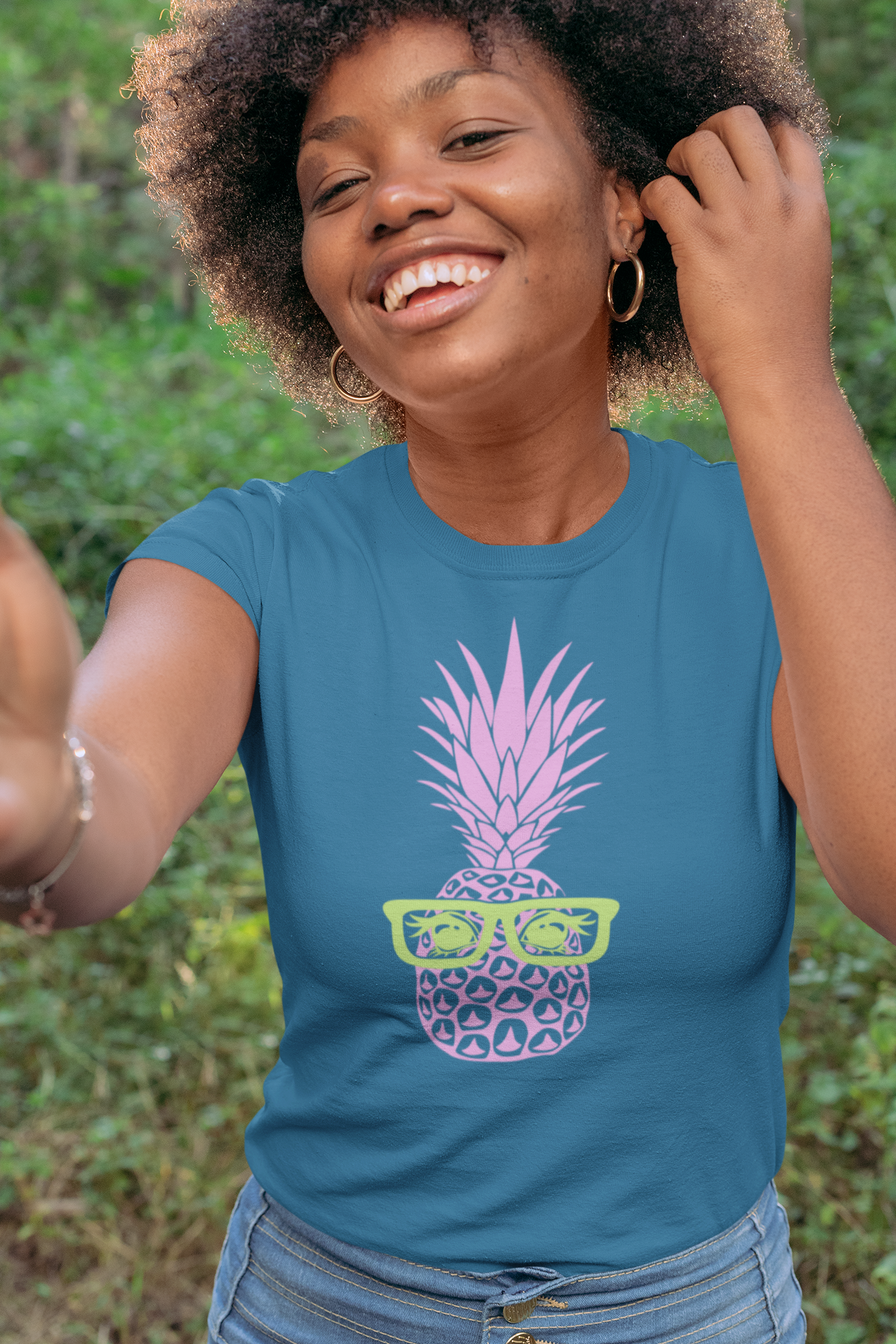 Unisex Organic cotton deep teal pineapple t-shirt