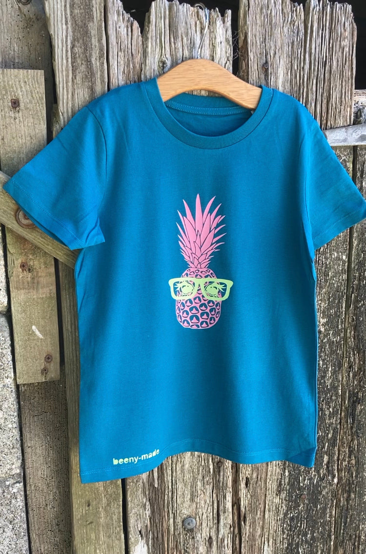 Unisex Organic cotton deep teal pineapple t-shirt
