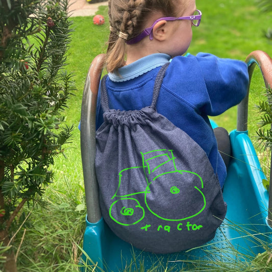 Personalised gym bag, PE bag with child's drawing