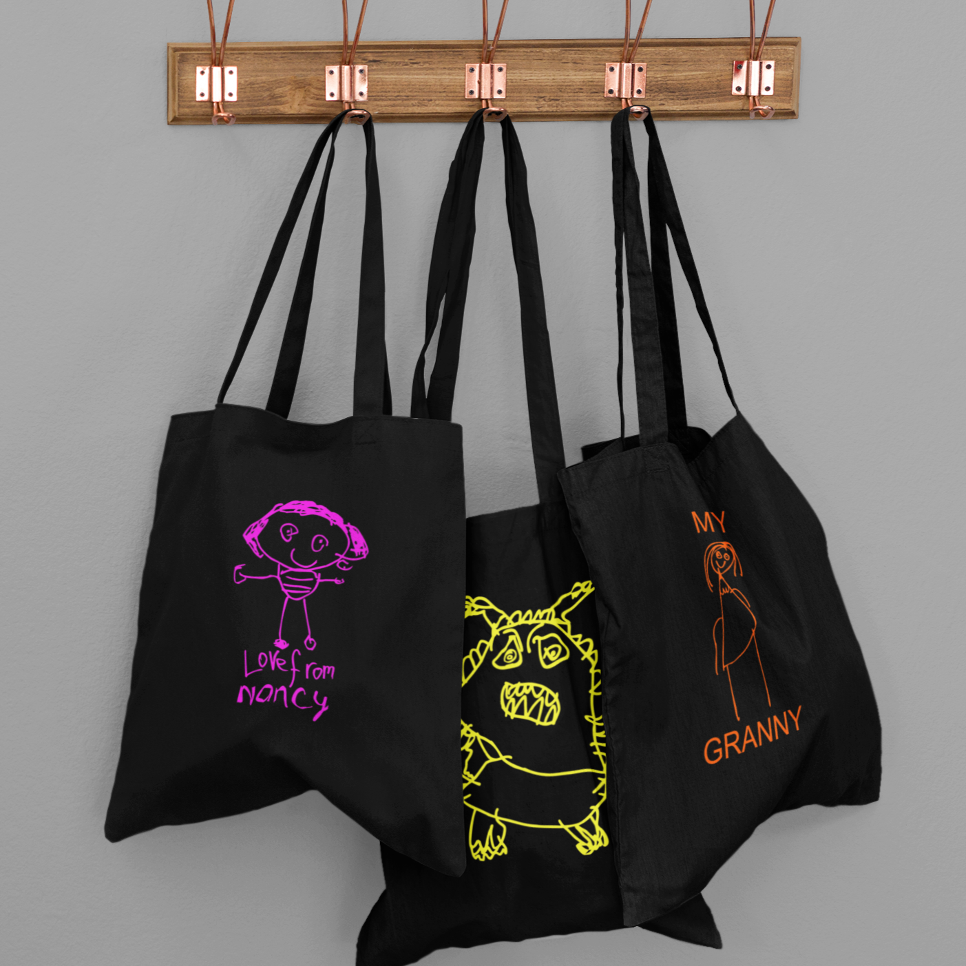 Personalised tote bag with child's drawing