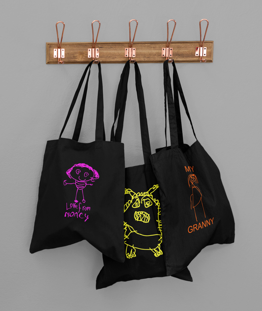 Personalised tote bag with child's drawing