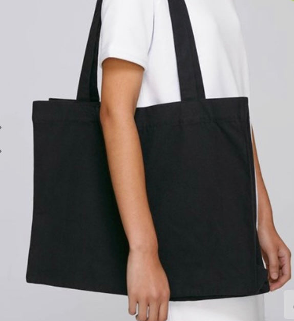 Black shopping  bag with white zebra in glasses